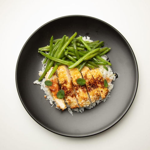 Chicken Katsu con riso basmati & fagiolini